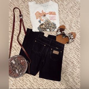 Black cowboy cut wrangler jeans!